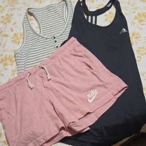 Multiples Gray and Black Tank Tops